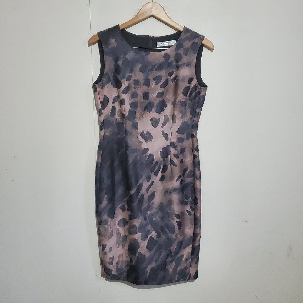 MAXMARA / M / Women's Leopard Animal Print Sleeveless Knee-Length Sheath Dress